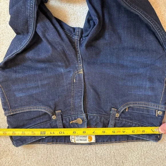 Carhartt Women’s Original Fit Flannel Lined Jeans Size 8 Straight Leg Dark Wash - Picture 8 of 11